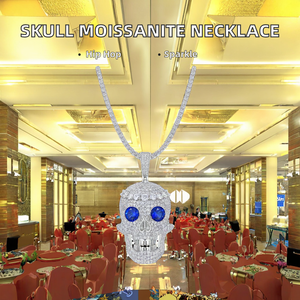 Collar de Moissanita con Colgante de Calavera Personalizado Zanlong al por Mayor, Plata de Ley 925 Bañada en Oro, Ojos Rojos Helados, Joyería Hip Hop para Hombre - Product Image 2