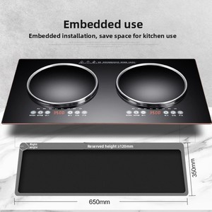 Cocina de Inducción Cóncava de Alta Potencia 3500W, Estufa Eléctrica de Cerámica Doméstica de Doble Quemador para Saltear a Altas Temperaturas, Acero Inoxidable - Product Image 4