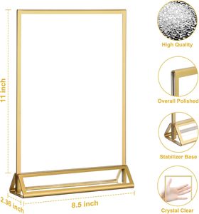 Bán Buôn Đôi Hai Mặt Vàng Acrylic Giữ Dấu 8.5X11 Hiển Thị Rõ Ràng Đứng Bảng Top Menu Flyer Chủ Cho Đám Cưới Các Bên - Product Image 6