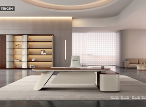 Muebles de oficina Nuevo modelo Mesa de escritorio Escritorio ejecutivo de lujo en forma de L con mesa auxiliar Escritorio de oficina Mesa de oficina - Product Image 2