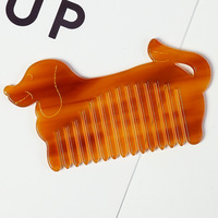 Peine de dientes anchos de acetato en forma de perro bonito de gran oferta, desenreda y alisa el cabello con adorable logotipo personalizado