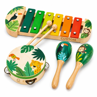Ensemble d'instruments de musique en bois sur le thème des animaux, jouets Montessori en bois, jeu familial, éducation précoce, apprentissage de la conscience rythmique