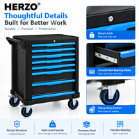 Chariot à outils roulant HERZO à 7 tiroirs, 730x460x965mm, armoire à outils robuste verrouillable pour la réparation automobile, le garage et l'atelier