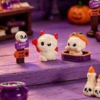 Figurines en résine miniatures d'Halloween en gros, adorables décorations de momie et de citrouille pour maisons de poupées, miniatures de micro-paysages, décoration DIY