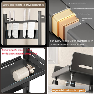 Soporte de Especias Ajustable en Altura para Cocina, de 2 o 3 Niveles, Vertical, Metálico, Organizador de Especias para Encimera - Product Image 2