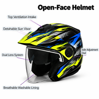 Casque de moto unisexe le plus populaire, à visière relevable trois-quarts, avec visière, homologué DOT, sûr pour adultes