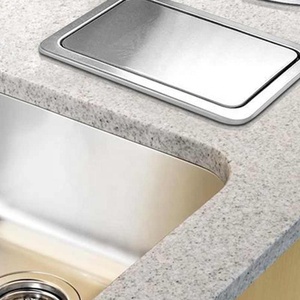 Cestino per Rifiuti da Incasso in Acciaio Inox con Coperchio <span class=keywords><strong>a</strong></span> Molla Decorativo per Cucina e Bagno Finitura Satinata Quadrato o <span class=keywords><strong>Rotondo</strong></span> - Product Image 4