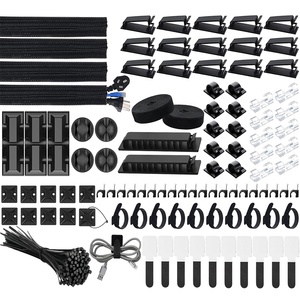 Kit de <span class=keywords><strong>200</strong></span> organisateur de fil en plastique manchon de câble fermeture éclair clips de cordon attaches de fixation monte la gestion des câbles avec crochets - Product Image 1