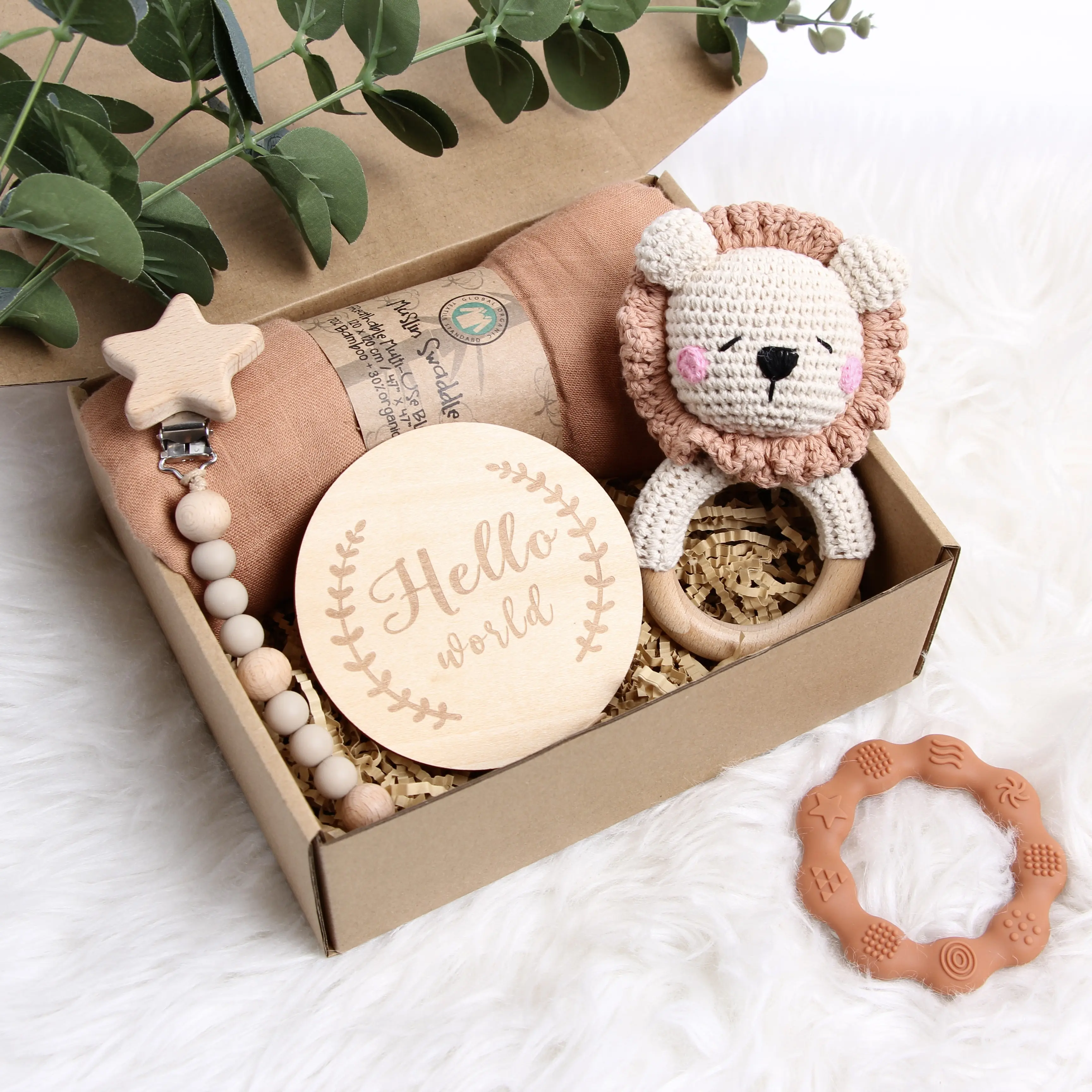 5 Pcs Set Amigurumi Crochet Bunny baby accessories gift set Baby Shower Gift Teething newborn Toys