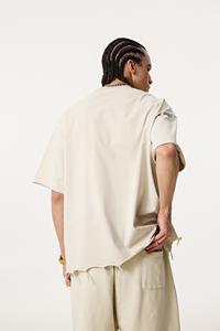 เสื้อยืดฮิปฮอปผู้ชายผ้าฝ้าย 310 กรัม รุ่น Custom Grind The Edge ทรงโอเวอร์ไซส์ ลายบาติก ล้างสีแบบแอซิดวอช พร้อมลายกราฟิกแบบกำหนดเองสำหรับผู้ชาย - Product Image 3