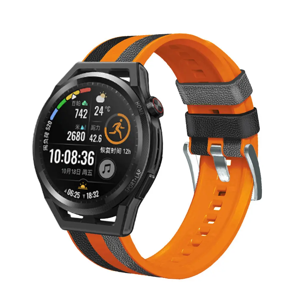 Suitable for HUAWEI watch, Amazfit watch, HONOR watch quick-release swith double patch leather three-color strap 22mm