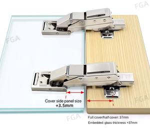 Dobradiça de Armário com Fechamento Suave para Porta de Vidro, <span class=keywords><strong>110</strong></span> Graus, Dobradiça de Ferro para Móveis, Sem Furo, Cozinha, Quarto, Hospital - Product Image 5