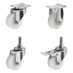 Werkseitig Hochwertige 1,5 2 Zoll weiße Nylon Edelstahl Light Duty Flat Free Lenkräder - Product Image 1