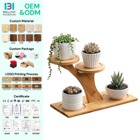 Support de plantes d'intérieur compact BH à 3 niveaux pour rebord de fenêtre, étagère à plantes en bambou pour plantes succulentes et herbes