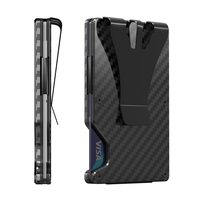 Portefeuille intelligent en fibre de carbone et aluminium avec blocage RFID, porte-cartes Afi, portefeuille fin pour argent