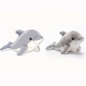 Venta Directa de Fábrica, Peluche de Delfín Gris Suave y Esponjoso, Juguete de Peluche de Animal Marino, Muñeco de Confort para Niños, Peluche Personalizado - Product Image 1