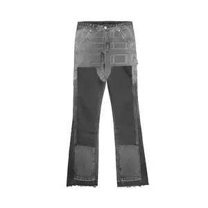 Huili OEM-pantalones vaqueros acampanados de carpintero para hombre, jeans ajustados de talla grande, personalizados
