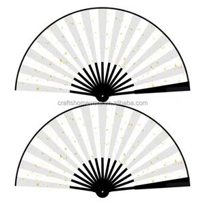 Abanico de mano premium de 33 cm para invitados de boda, con mango de plástico resistente, bambú pintado, estilo artesanal decorativo con diseño de cesta de flores - Product Image 4