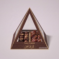 Wiederverwendbare Hochwertige Luxus-Eid-Geschenkbox Pyramidenform Verpackung Maßgefertigte Ramadan-Dekoration Dubai Schokoladen-Datteln Geschenkbox mit Fenster