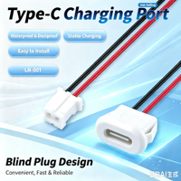 LN-001 Conector de Carga Tipo C para Montaje en Panel, Color Blanco, Cable de 15 cm, Conector PH 2.0, Cable de 24 AWG