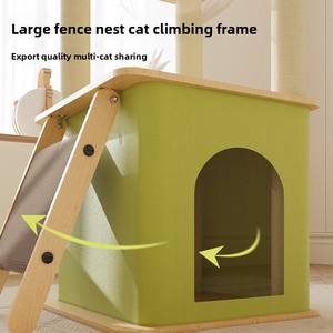 Besar satu hewan peliharaan-mendaki dalam ruangan/luar ruangan Multi-Level kayu kucing Treehouse sarang kucing nyaman tempat berdiri pertukangan konstruksi - Product Image 3