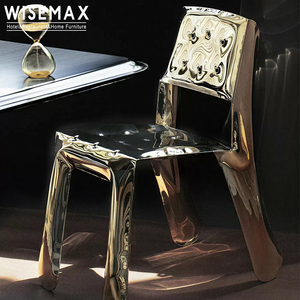 WISEMAX FURNITURE Chaise de salle à manger de style moderne et créatif pour salon, avec dossier en forme de ballon en acier inoxydable, pour restaurant et hôtel - Product Image 4