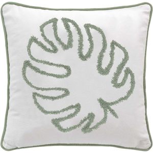 Funda de Cojín MAHE 40x40 cm Blanco/Verde - Product Image 1