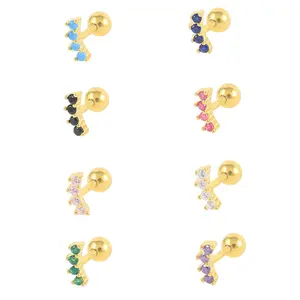 Rainbowking The latest style, fashionable diamond-encrusted light luxury piercing single stud earrings as a gift for women