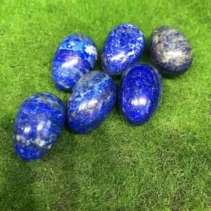 Nuovi arrivi sculture di cristallo massaggio gemma blu naturale lapislazzuli uova yoni per la vendita