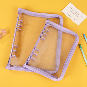 Carpeta Personalizada con Logotipo, PVC, A5/A6, con Cierre, 4 Bolsillos, Transparente, con 6 Anillas, para Planificador, Cuaderno, Tarjetas Fotográficas Kpop - Product Image 5