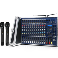 GT12M Équipement de sonorisation professionnel/amplificateurs/haut-parleur 2400W * 2 Amplificateur mélangeur haute puissance Mélangeur audio avec 2 microphones