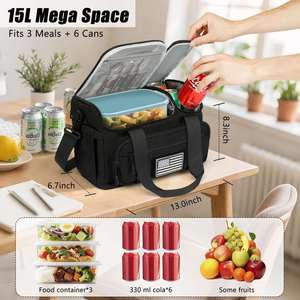 Sac Isotherme Tactique pour Homme 15L en Nylon, Maintien au Froid 8H, Compartiments Chaud/Froid, Idéal pour 3 Repas + Collations, Travail, Randonnée - Product Image 5