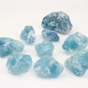 Оптовая продажа, оригинальный необработанный кварцевый камень, Натуральный Необработанный синий флюорит, измельченный кристаллический гравий