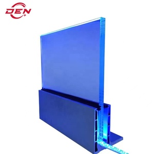 Clôture en lamelles en acier inoxydable, garde-corps en verre sans cadre pour balcon extérieur et jardin, bande lumineuse LED, escalier en aluminium en forme de U pour villa - Product Image 1