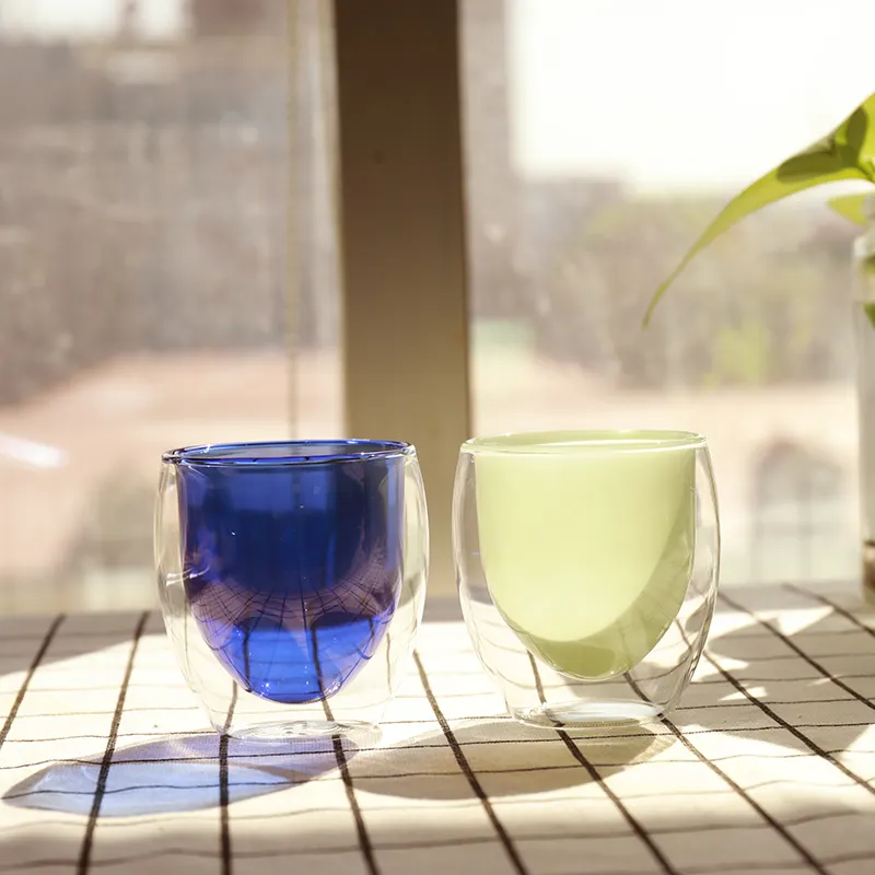 Prodotto caldo di vetro tazza di caffè doppia parete coibentata Vari colorato tazza di vetro