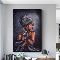 VERRE ART Lukisan Kanvas Cetak Potret Mewah 40x60cm Wanita Etnis dengan Desain Bintang
