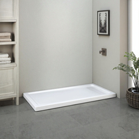 Kit de base de douche rectangulaire moderne en acrylique 32x60 UPC avec drain latéral réversible dissimulé et garantie de 2 ans pour salle de bain