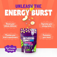 Permen Gummy Jamur Siap Kirim Label Pribadi Lion's Mane Chaga Reishi Turkey Tail Complex Vegan Bebas Gula Sehat