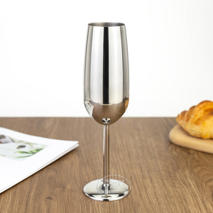 Custom Color Logo 260ml Stainless Steel <strong>Champagne</strong> <strong>Flute</strong> Unbreakable Metal Stem Wine Glass For Party Wedding Restaurant - Product Image 3
