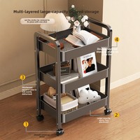 Étagère de rangement de cuisine, chariot à roulettes compact, sur pied, mobile, quatre niveaux, en acier au carbone, durable et multifonctionnel