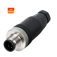 Connecteur plastique BEXKOM M12S(M-S) 2 à 8 broches plaquées or, à visser, blindé EMC, IP67, anti-vibration, anti-corrosion