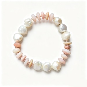 Pulsera Elástica con Cuentas <span class=keywords><strong>para</strong></span> Mujer en Piedra Preciosa y Perla Pulsera Elástica de Piedras Auténticas y Perlas Cultivadas al por Mayor - Product Image 1
