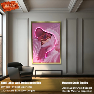 UNIART Poster LED Moderno su Tela Nera, Arte Murale Illuminata, Stampa UV su Porcellana Cristallina, Decorazione d'Interni - Product Image 2