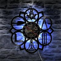 Horloge Fonctionnelle Vintage Rétro en Plastique Vinyle, Décorative, avec Motifs Musiciens, Microphone, Notes de Musique et Aiguille 3D, Fonctionnant à Piles, Élégante