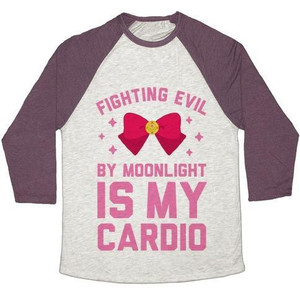 My Cardio Is Fighting Evil by Moonlight T-shirt de baseball unisexe en tissu mélangé - Product Image 1