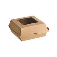 Boîtes à hamburgers en papier kraft personnalisées, impression recto-verso, boîte en carton ondulé avec fenêtre pour restaurant de restauration rapide, vente en gros