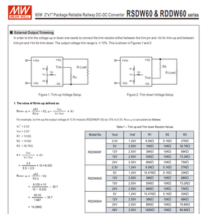 MEAN WELL RSDW60G-12 60W 12V 5A ตัวแปลงไฟ DC-DC แบบแยกส่วน DC18-75V อินพุต 2x1 นิ้ว DIP โมดูลจ่ายไฟสำหรับรถไฟ - Product Image 4