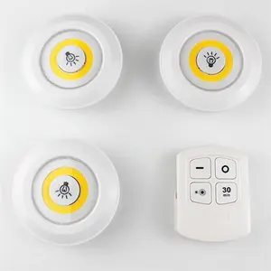 Venta caliente Led Puck Lights Led Display Cabinet Light con control remoto Juego de 3 Led Interior Gabinete de luz