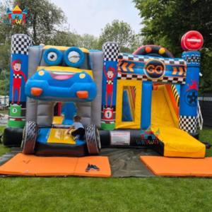 Château gonflable multifonctionnel sur le thème des voitures de course, combo et gonflables avec matériau en PVC, installation facile, capacité maximale de 5 à 10 personnes, en vente - Product Image 4