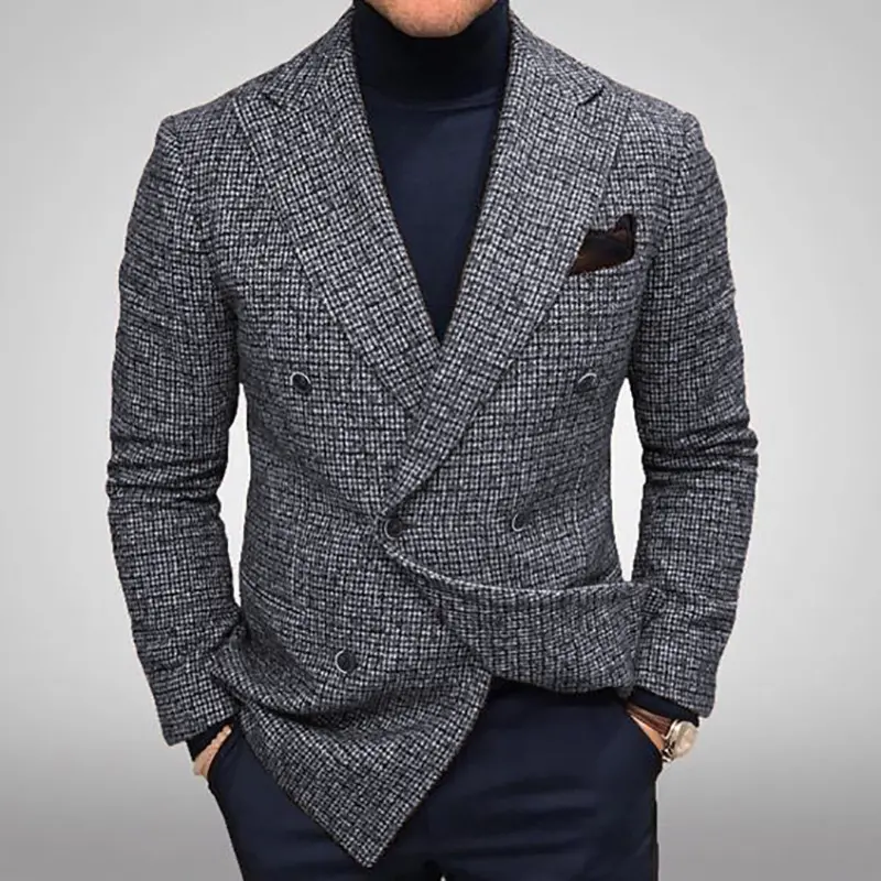 Новое поступление 2023, мужские костюмы и блейзеры J & H, приталенные пальто с v-образным вырезом и пуговицами, модные шерстяные топы, деловая одежда